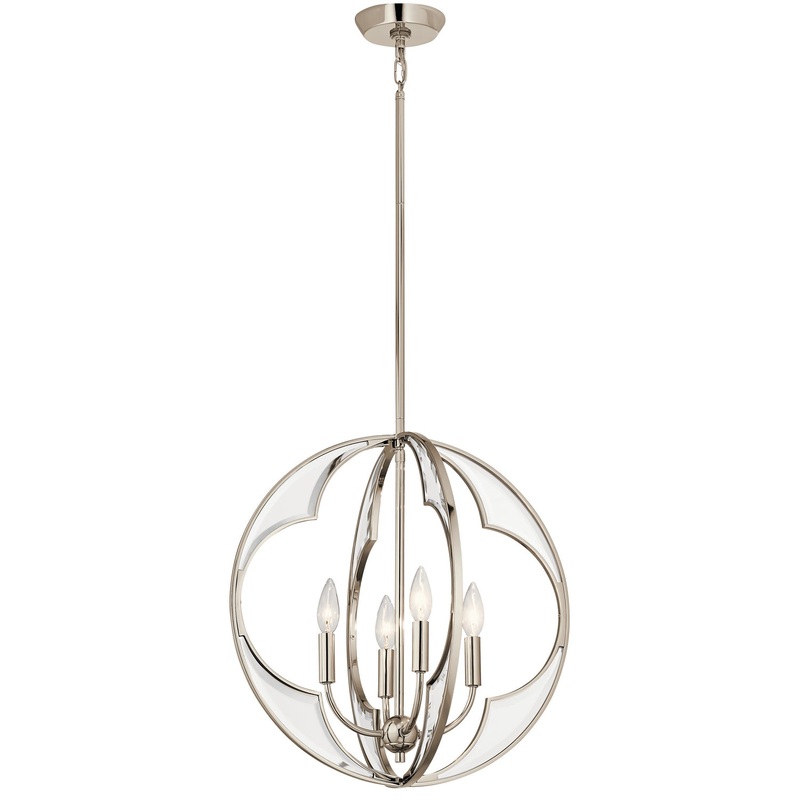 Kichler 43096PN Montavello Four Light Chandelier, Polished Nickel