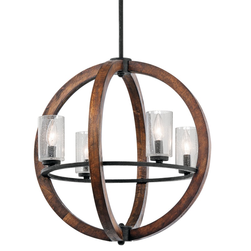 Kichler 43185AUB Grand Bank Four Light Chandelier, Auburn Stained Finish