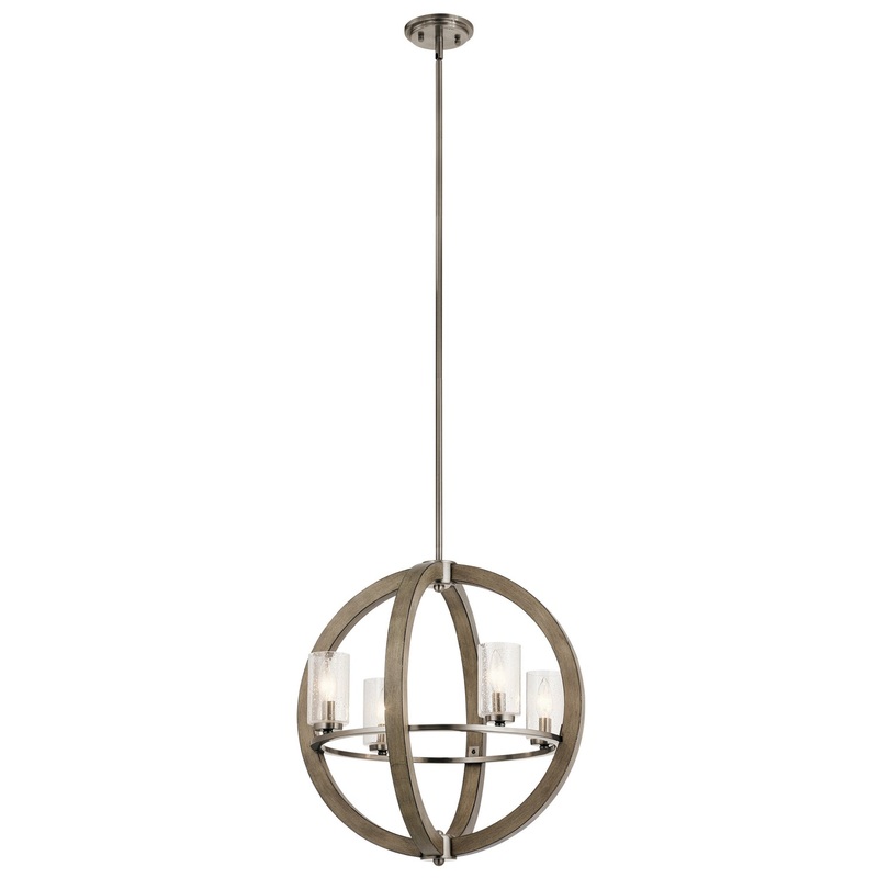 Kichler 43185DAG Grand Bank Four Light Chandelier, Distressed Antique Gray
