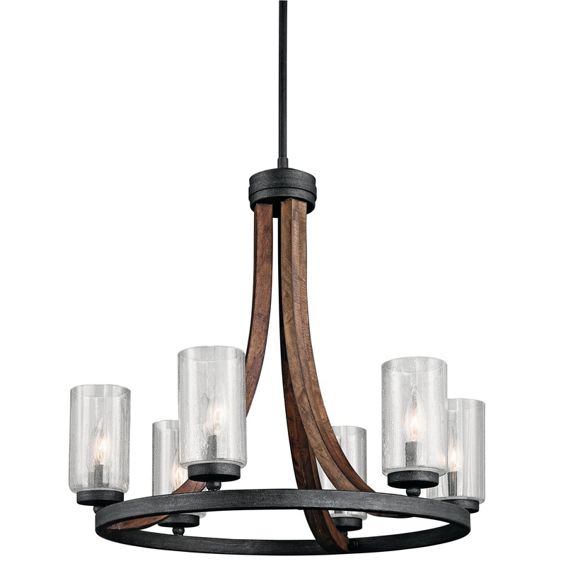Kichler 43193AUB Grand Bank Six Light Chandelier, Auburn Stained Finish