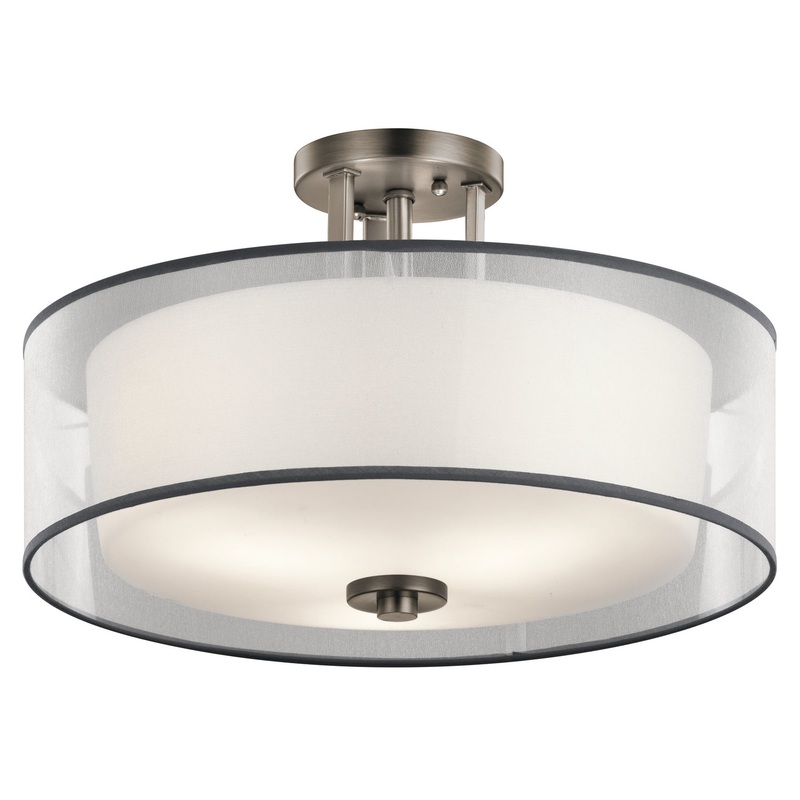 Kichler 43194AP Tallie Three Light Semi Flush Mount, Antique Pewter