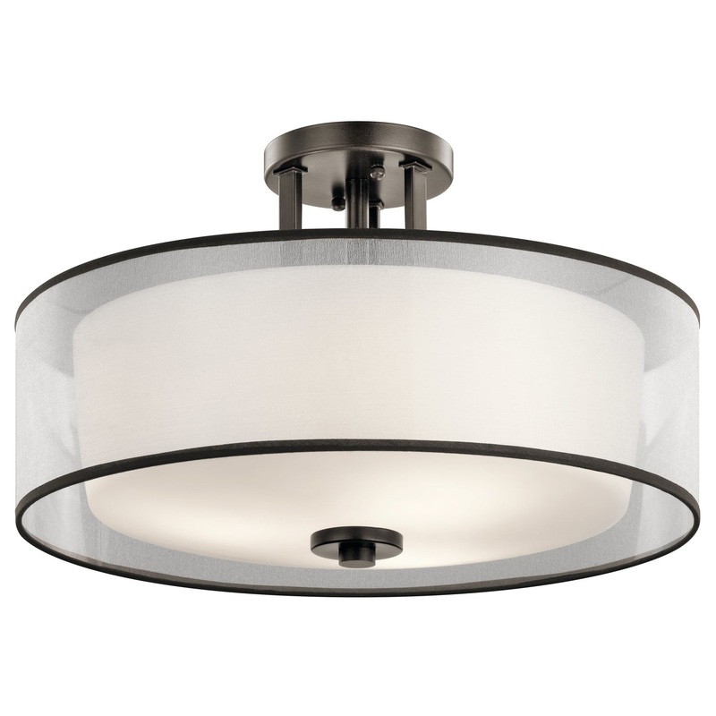 Kichler 43194MIZ Tallie Three Light Semi Flush Mount, Mission Bronze (Discontinued)