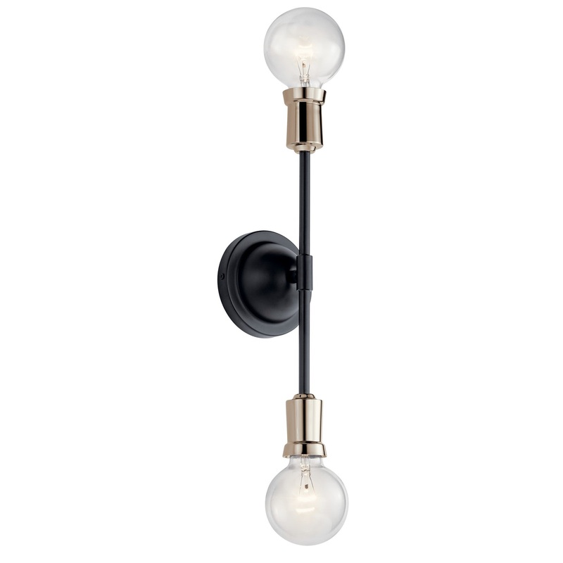 Kichler 43195BK Armstrong Two Light Wall Sconce, Black