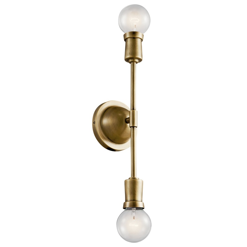 Kichler 43195NBR Armstrong Two Light Wall Sconce, Natural Brass