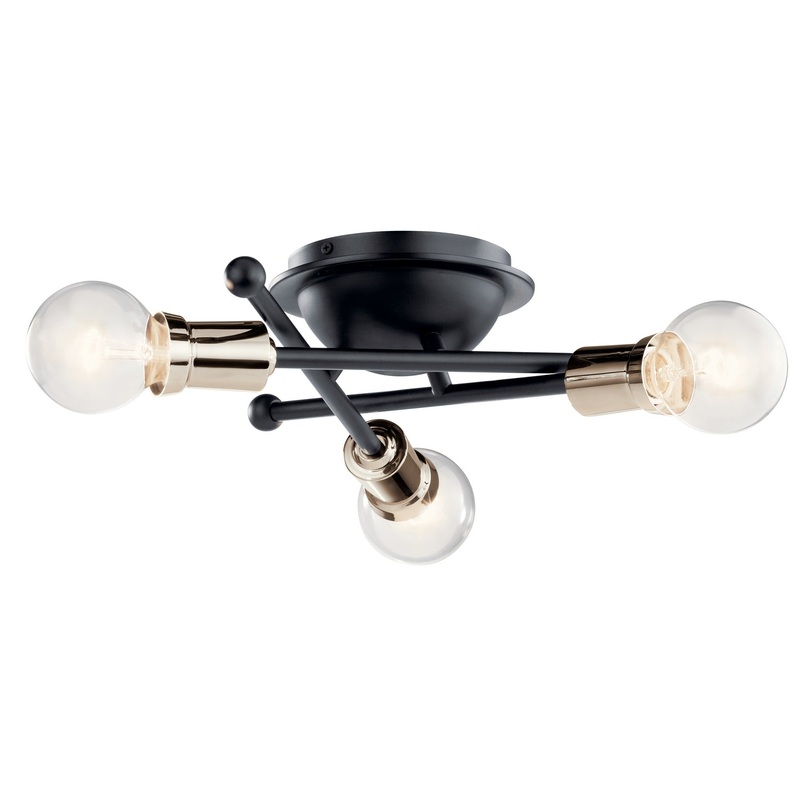 Kichler 43196BK Armstrong Three Light Flush Mount, Black