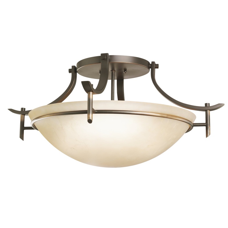 Kichler 3606OZ Olympia Three Light Semi Flush Mount, Olde Bronze