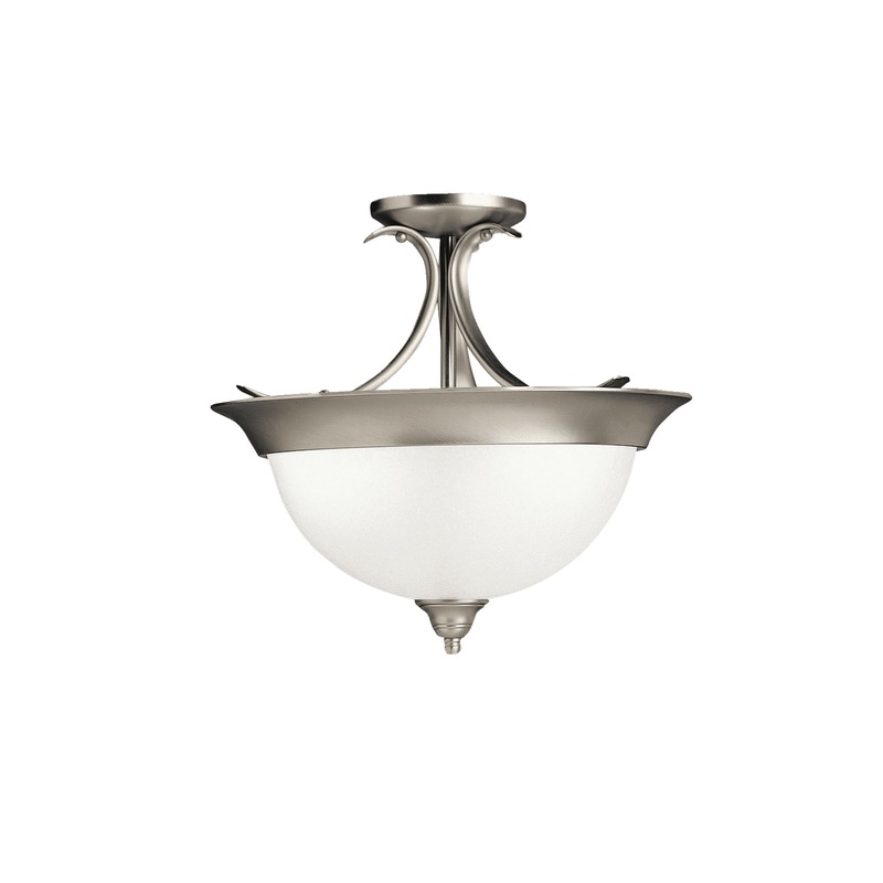 Kichler 3623NI Dover Three Light Semi Flush Mount, Brushed Nickel
