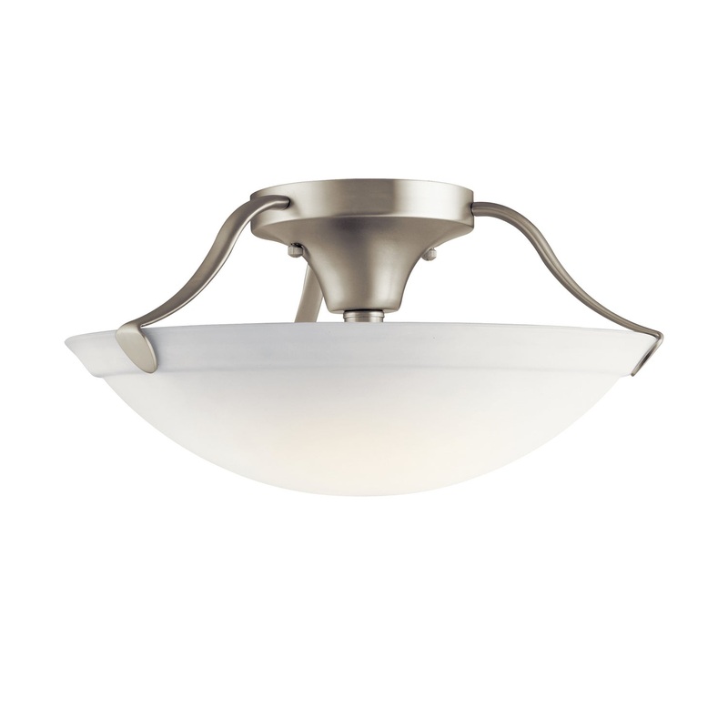 Kichler 3627NI Three Light Semi Flush Mount, Brushed Nickel