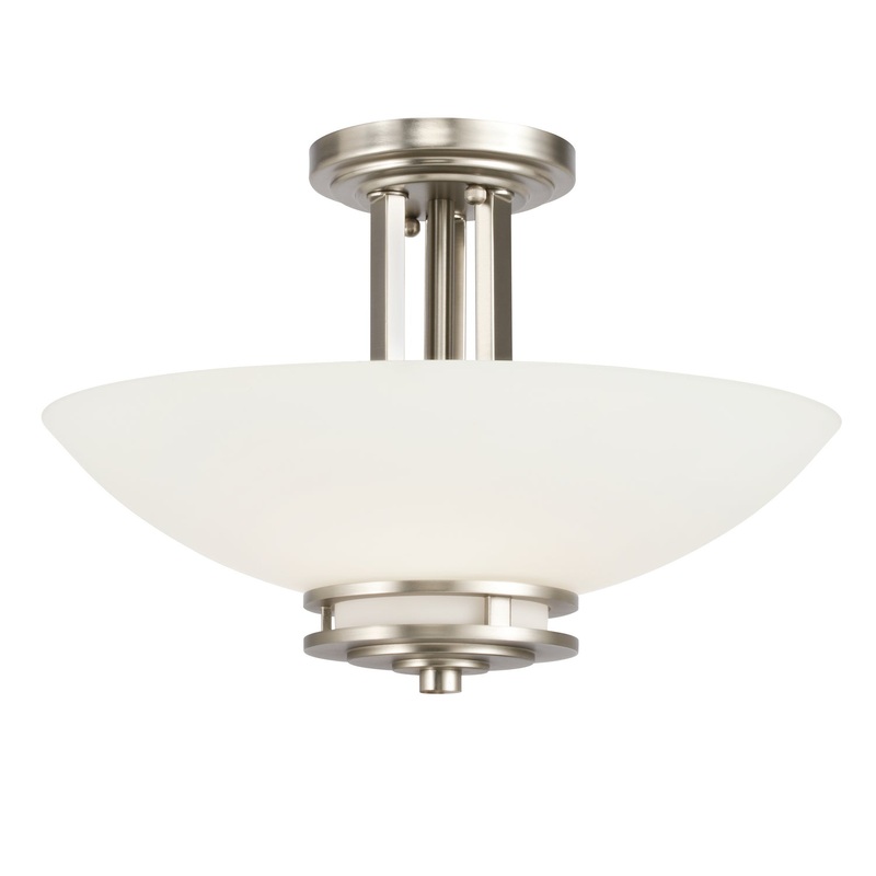 Kichler 3674NI Hendrik Two Light Semi Flush Mount, Brushed Nickel