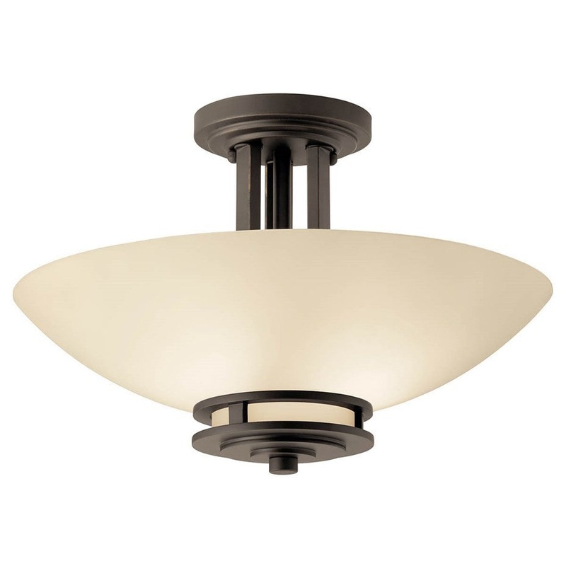 Kichler 3674OZ Hendrik Two Light Semi Flush Mount, Olde Bronze