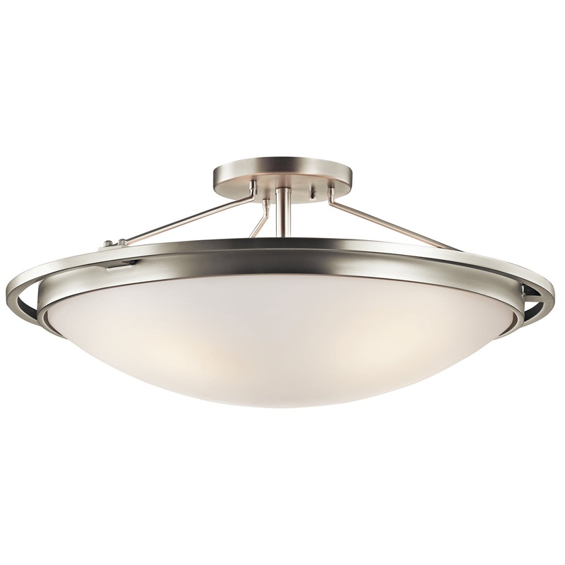 Kichler 42025NI Four Light Semi Flush Mount, Brushed Nickel