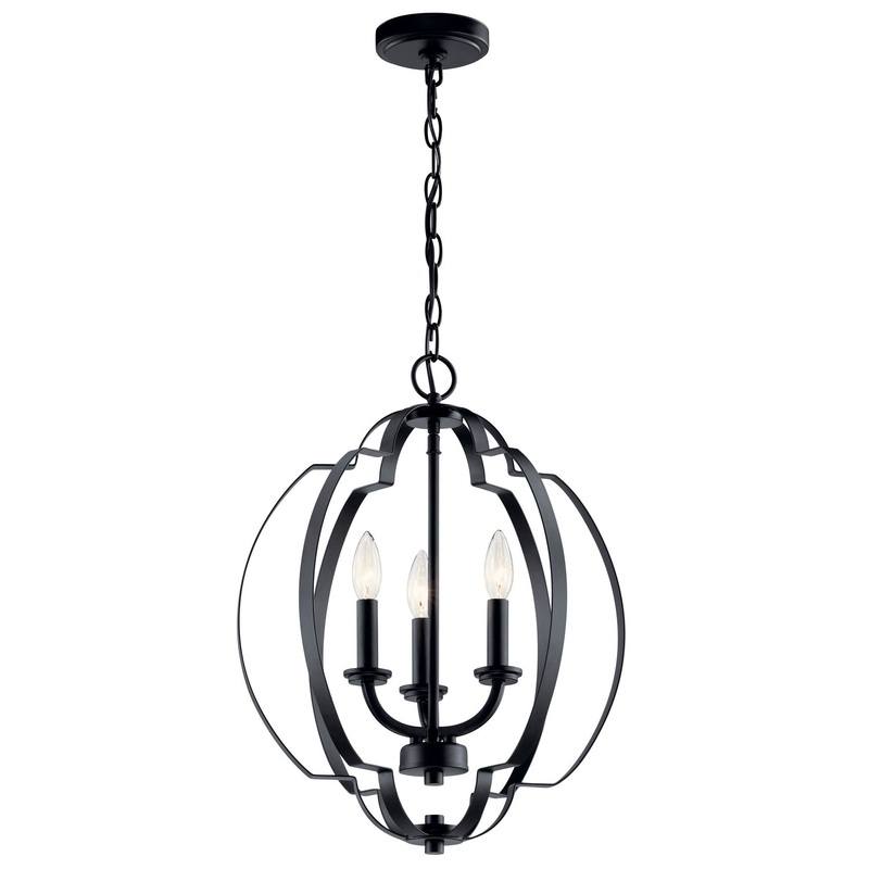 Kichler 42140BK Voleta Three Light Pendant, Black