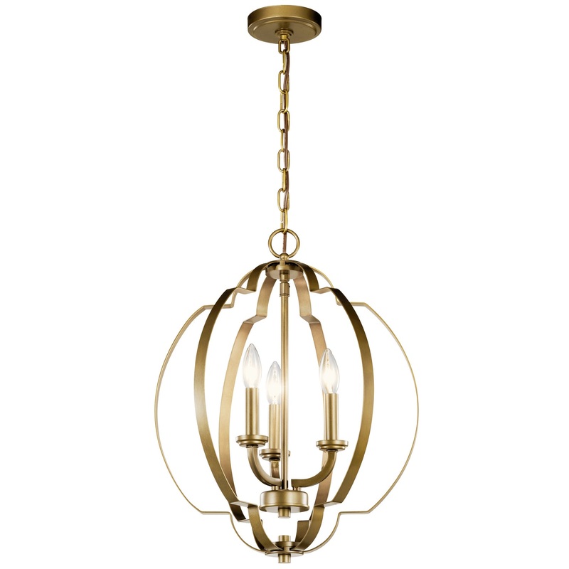 Kichler 42140NBR Voleta Three Light Pendant, Natural Brass