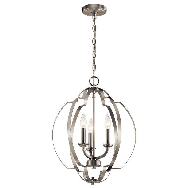 Kichler 42140NI Voleta Three Light Pendant, Brushed Nickel
