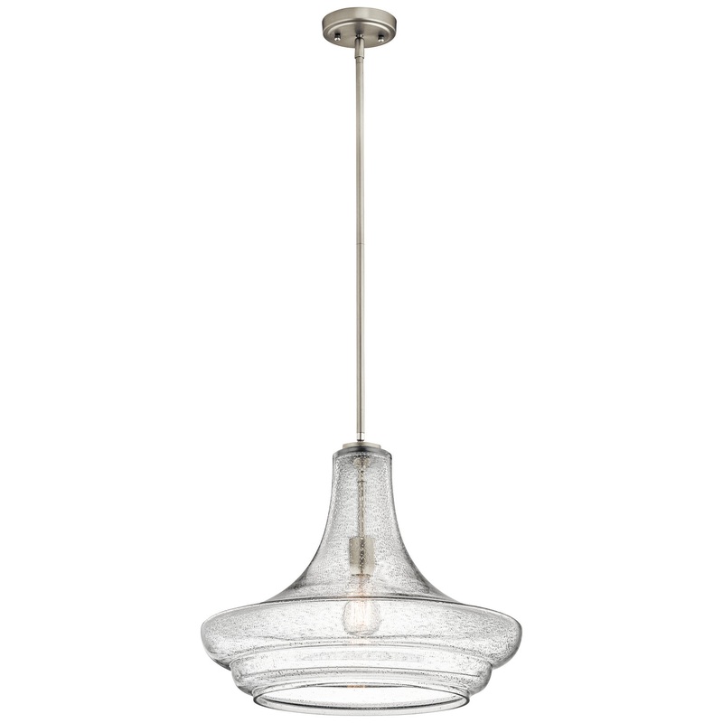 Kichler 42329NICS Everly One Light Pendant, Brushed Nickel