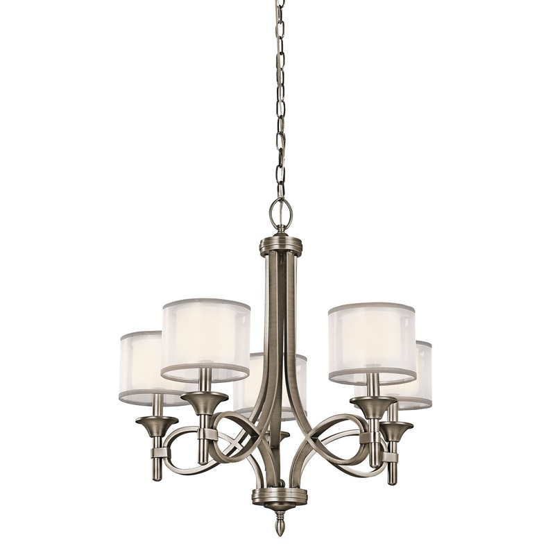 Kichler 42381AP Lacey Five Light Chandelier, Antique Pewter