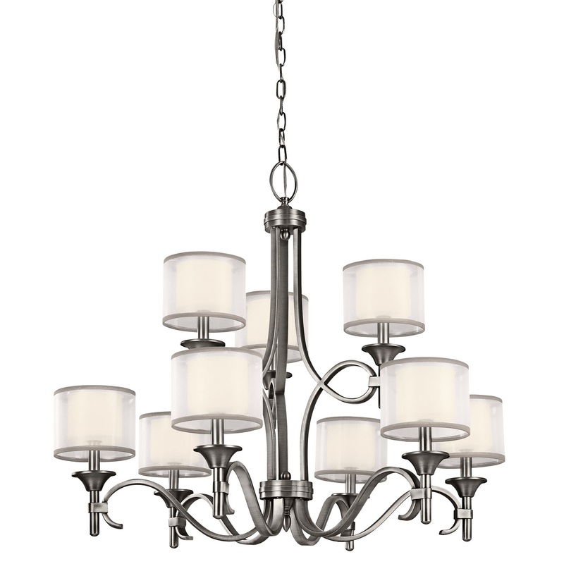 Kichler 42382AP Lacey Nine Light Chandelier, Antique Pewter