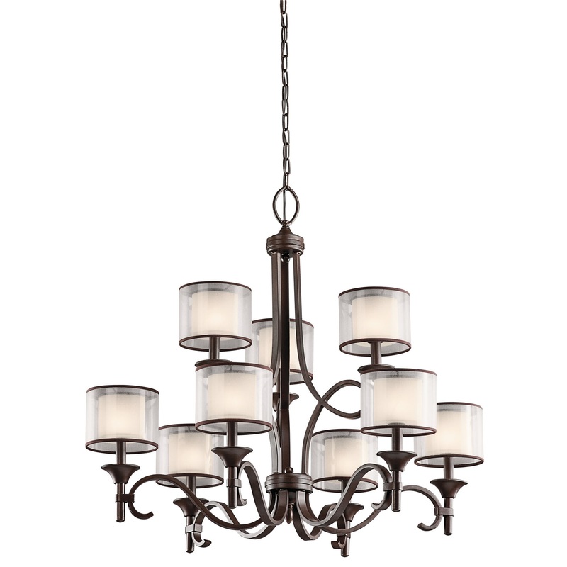 Kichler 42382MIZ Lacey Nine Light Chandelier, Mission Bronze
