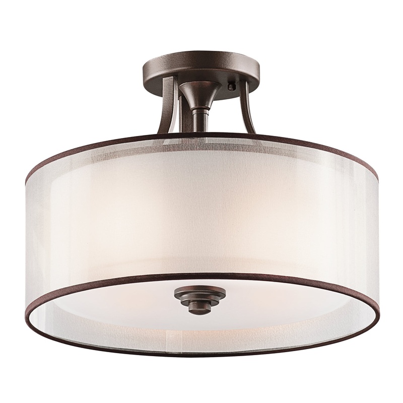 Kichler 42386MIZ Lacey Three Light Semi Flush Mount, Mission Bronze