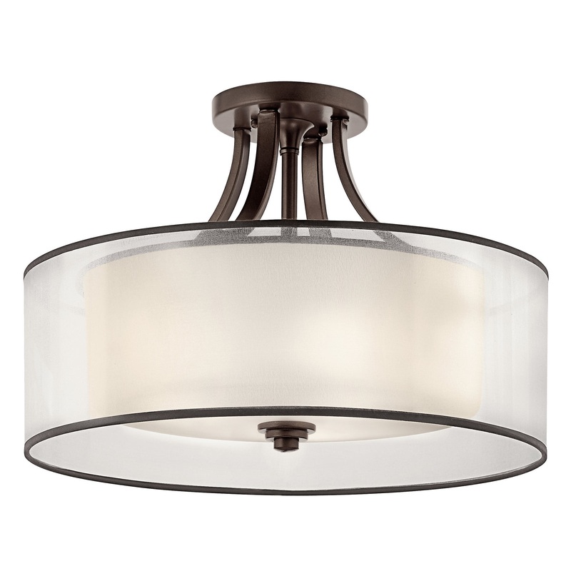 Kichler 42387MIZ Lacey Four Light Semi Flush Mount, Mission Bronze
