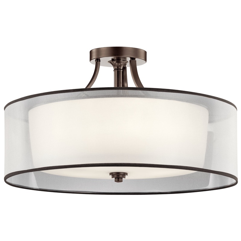 Kichler 42399MIZ Lacey Five Light Semi Flush Mount, Mission Bronze