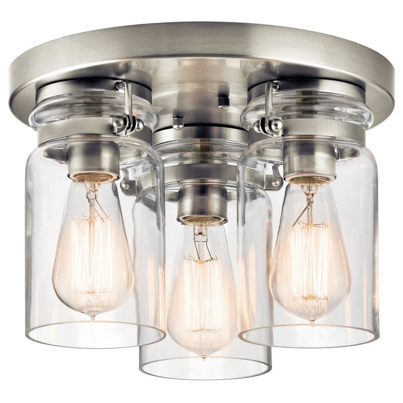 Kichler 42891NI Brinley Three Light Flush Mount, Brushed Nickel