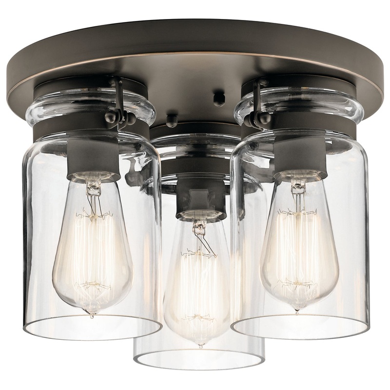 Kichler 42891OZ Brinley Three Light Flush Mount, Olde Bronze
