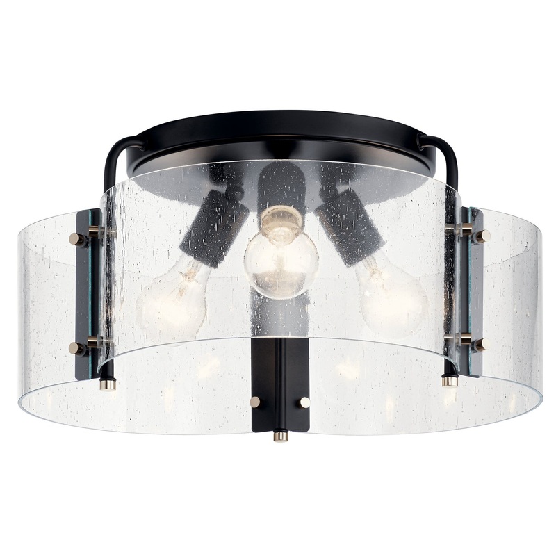 Kichler 42955BK Thoreau Three Light Semi Flush Mount, Black