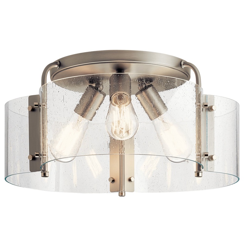 Kichler 42955NI Thoreau Three Light Semi Flush Mount, Brushed Nickel