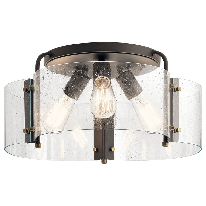 Kichler 42955OZ Thoreau Three Light Semi Flush Mount, Olde Bronze