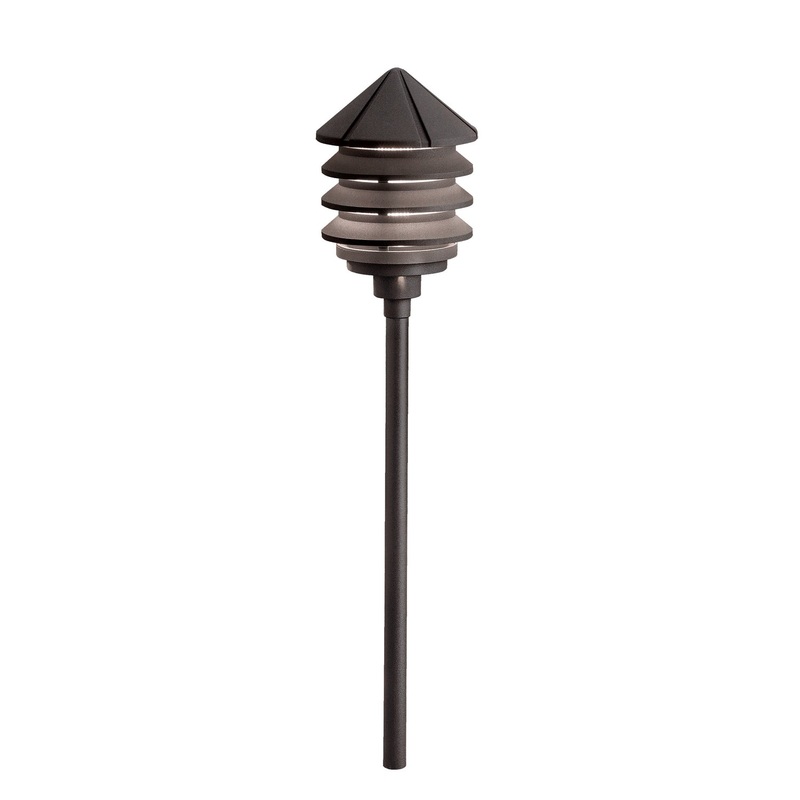 Kichler 15005AZT Six Groove One Light Path & Spread, Textured Architectural Bronze