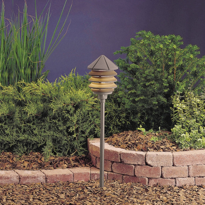 Kichler 15205AZT Six Groove One Light Path & Spread, Textured Architectural Bronze