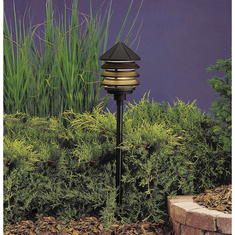 Kichler 15205BKT Six Groove One Light Path & Spread, Textured Black