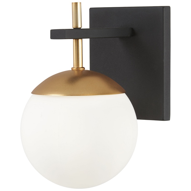 George Kovacs P1350-618 Alluria One Light Wall Mount, Weathered Black W/Autumn Gold