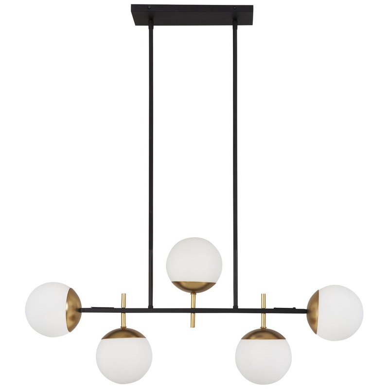 George Kovacs P1355-618 Alluria Five Light Island Pendant, Weathered Black W/Autumn Gold
