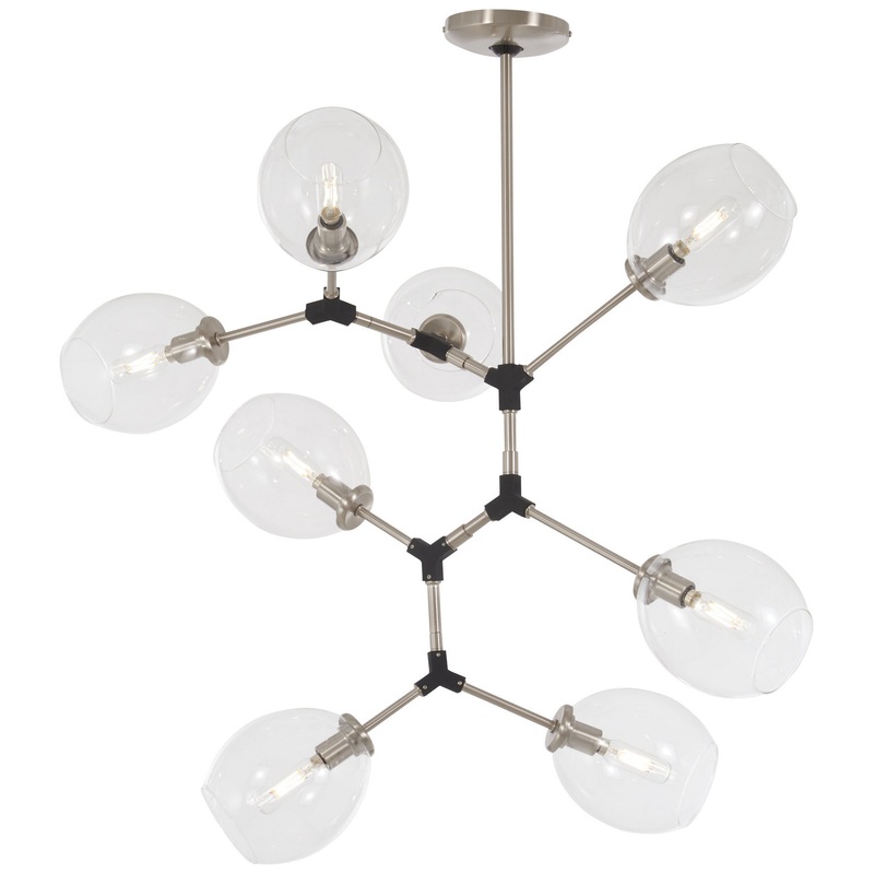George Kovacs P1365-619 Nexpo Eight Light Pendant, Brushed Nickel W/Black Accents