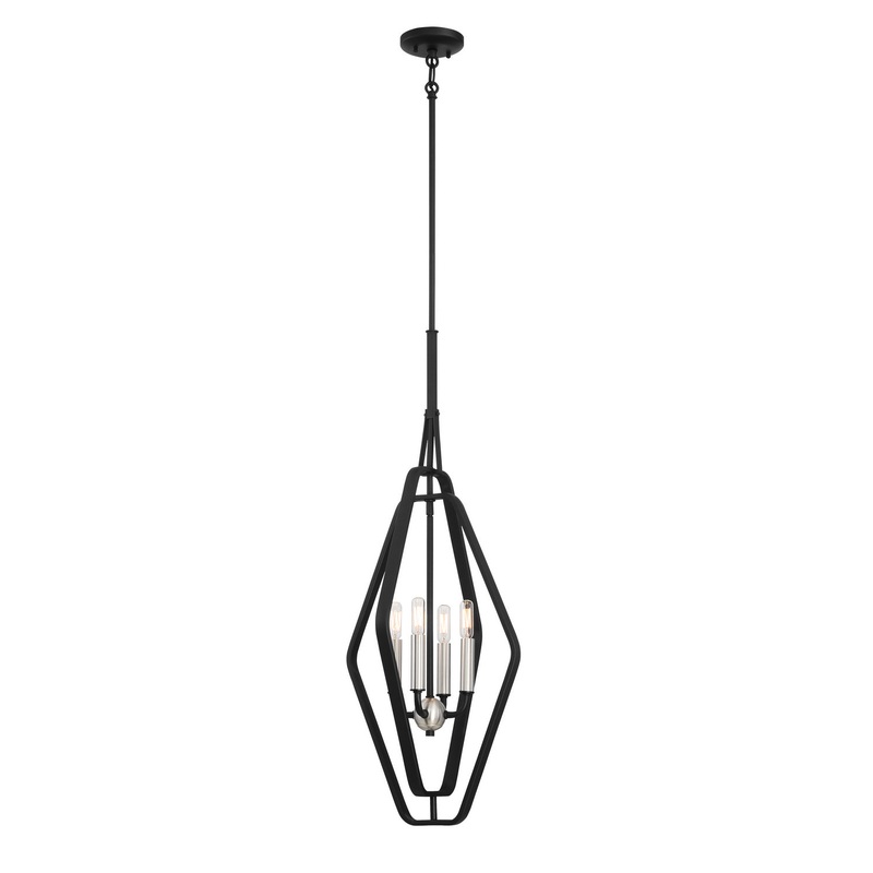 George Kovacs P1494-712 Traveler Four Light Fover Pendant, Sand Coal & Brushed Nickel