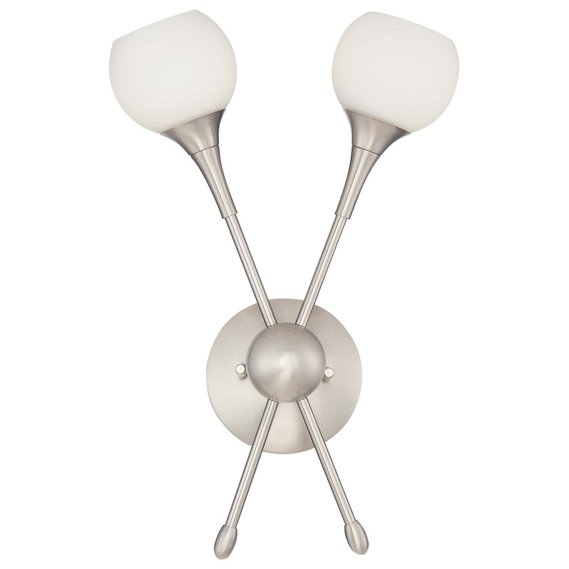George Kovacs P1802-084 Pontil Two Light Wall Sconce, Brushed Nickel