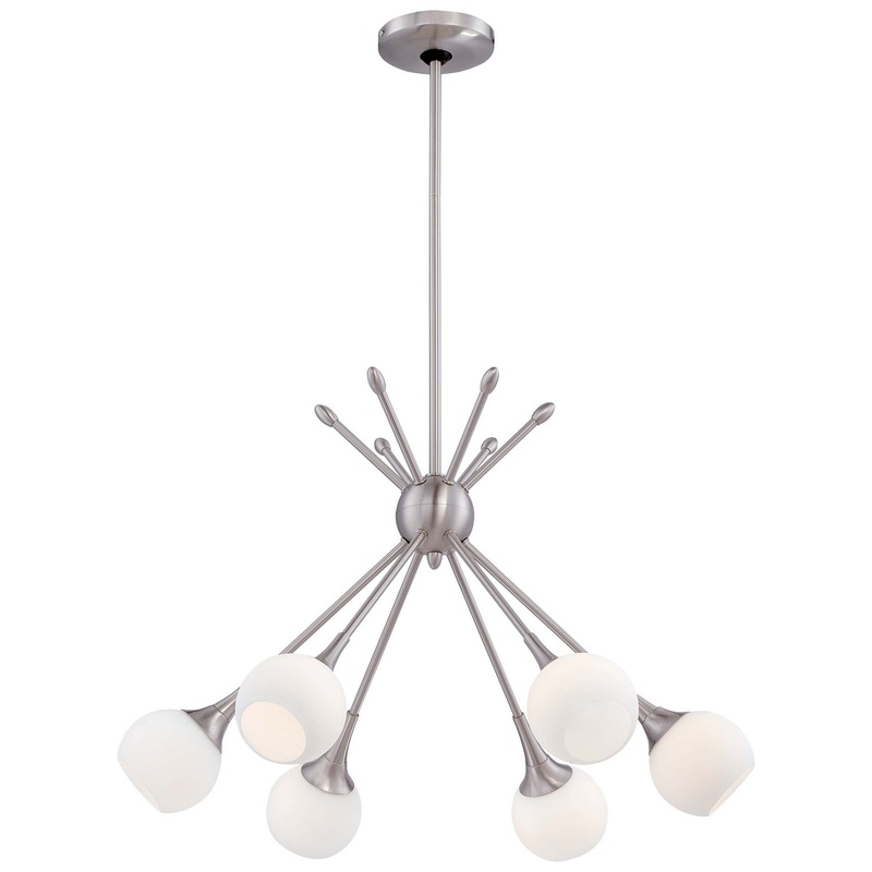 George Kovacs P1806-084 Pontil Six Light Chandelier, Brushed Nickel