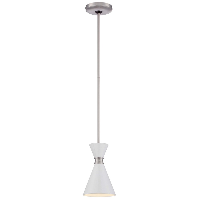 George Kovacs P1821-44F Conic One Light Mini Pendant, Glitter Gloss White
