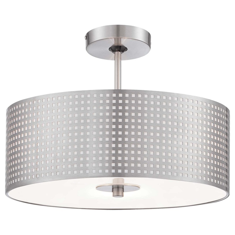 George Kovacs P5747-084 Grid Three Light Semi Flush Mount, Brushed Nickel