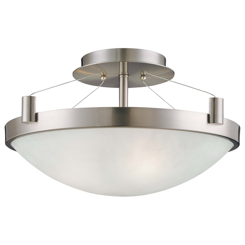 George Kovacs P591-084 Suspended Three Light Semi Flush Mount, Brushed Nickel