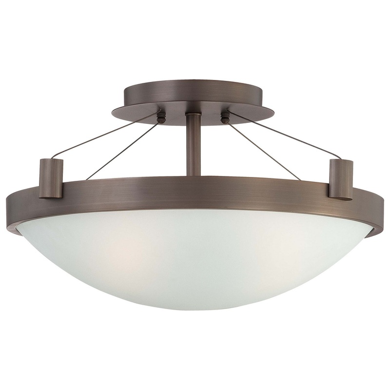 George Kovacs P591-647 Suspended Three Light Semi Flush Mount, Copper Bronze Patina