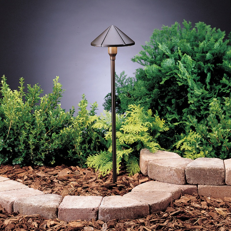 Kichler 15326AZT Six Groove One Light Path & Spread, Textured Architectural Bronze
