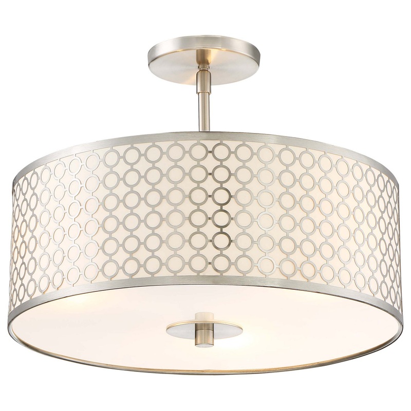 George Kovacs P1267-084 Dots Three Light Semi Flush Mount, Brushed Nickel