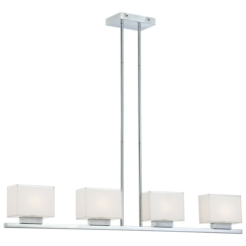 George Kovacs P128-077 Cubism Four Light Island Pendant, Chrome