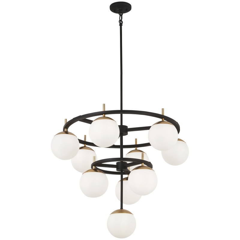 George Kovacs P1358-618 Alluria Ten Light Chandelier, Weathered Black W/Autumn Gold