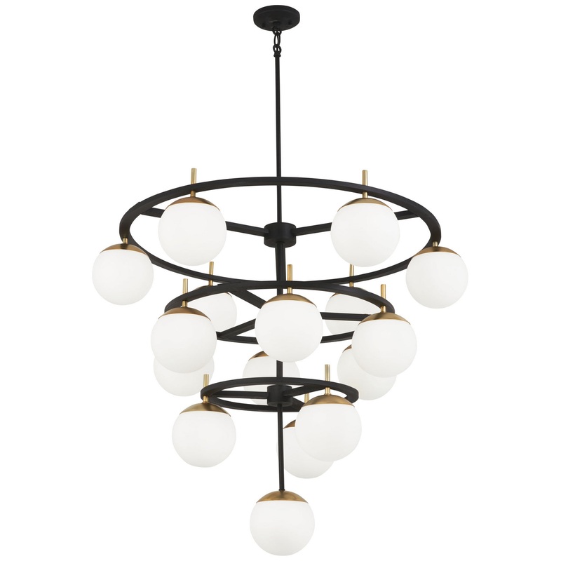 George Kovacs P1359-618 Alluria 16 Light Chandelier, Weathered Black W/Autumn Gold