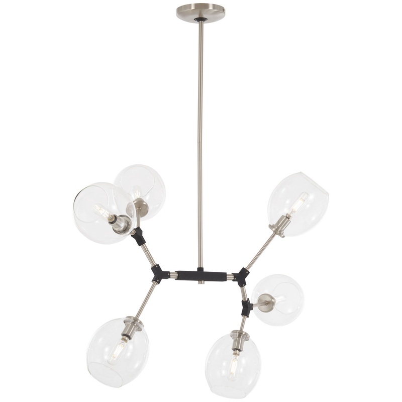 George Kovacs P1366-619 Nexpo Six Light Pendant, Brushed Nickel W/Black Accents