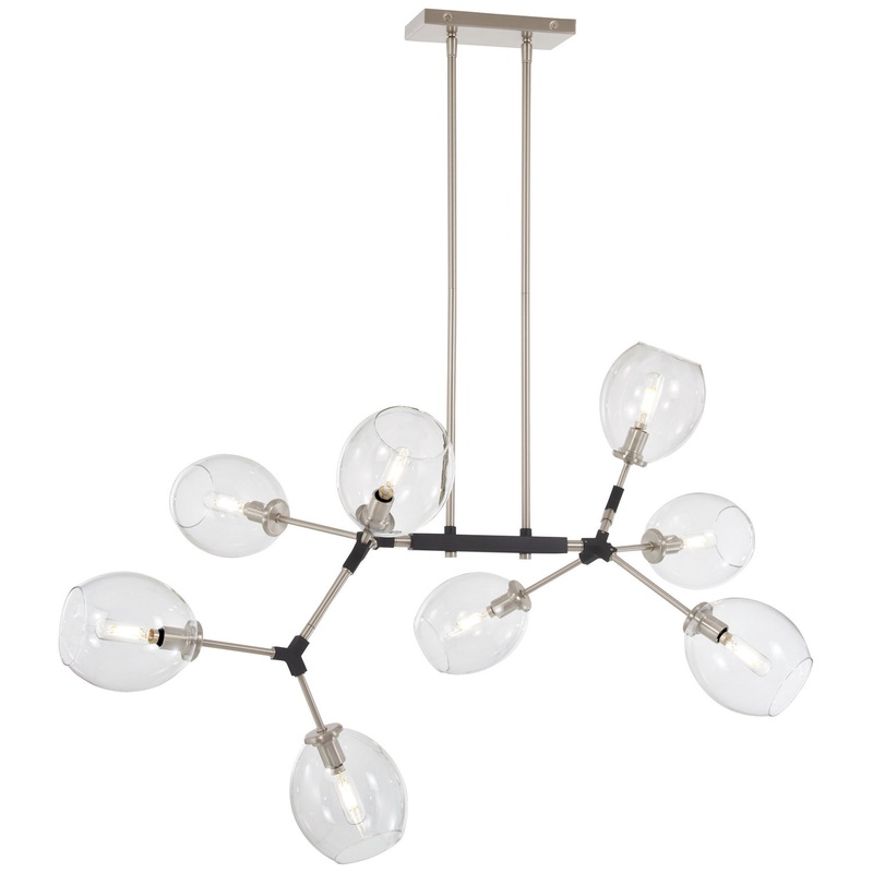George Kovacs P1368-619 Nexpo Eight Light Chandelier, Brushed Nickel W/Black Accents